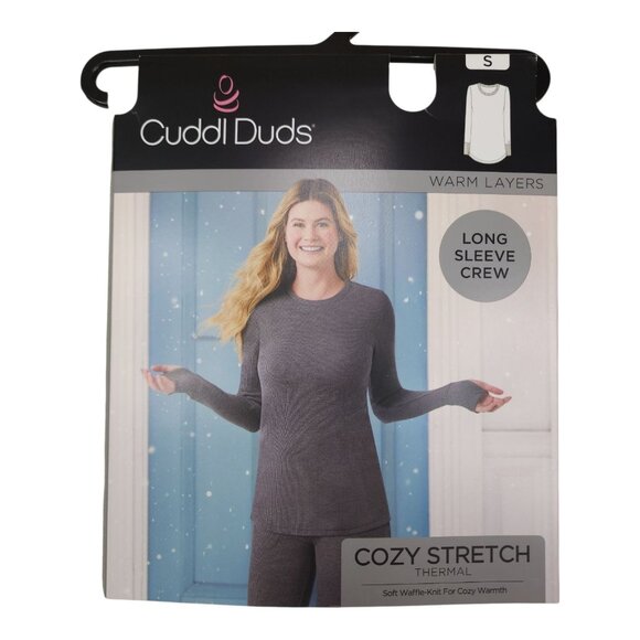 Cuddl Duds Womens Long Sleeve Crew Cozy Stretch Thermal Small Plaid Green - Picture 2 of 8